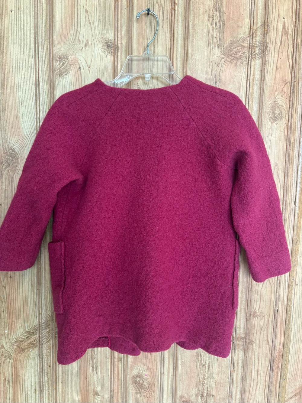 Wool Blend Open-Front Coatigan in Berry - Picture 3 of 7